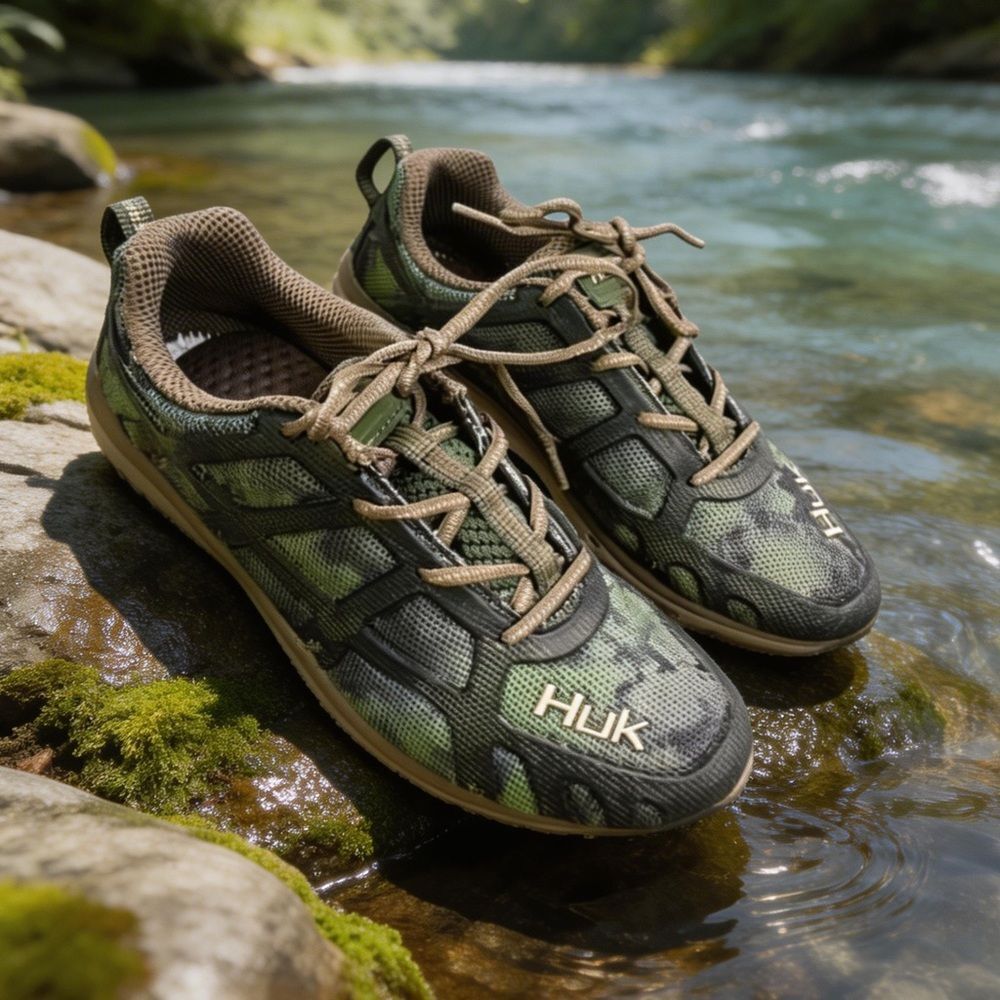 HUK MENS HUK ATTACK FISHING SNEAKERS SIZE 8.5 GREEN